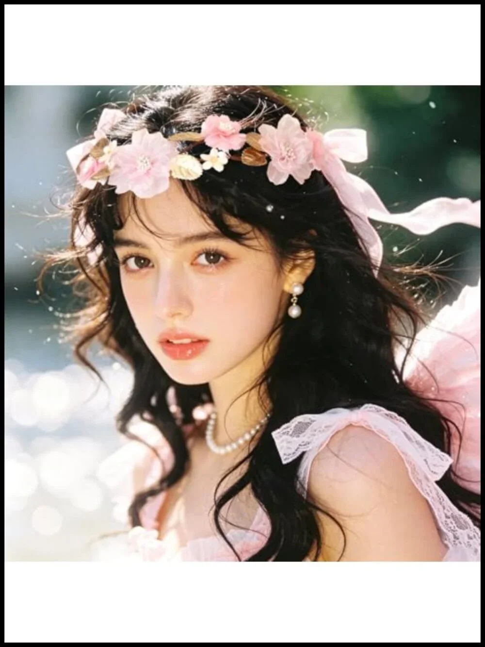 Fairy Flower Crown Headband Floral Headpiece Adjustable Ribbon